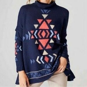 J Jill Cowl Neck Aztec Southwestern Pullover Sweater Women’s Size SP